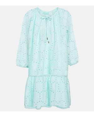 Melissa Odabash Ashley Embroidered Cotton Minidress - Blue