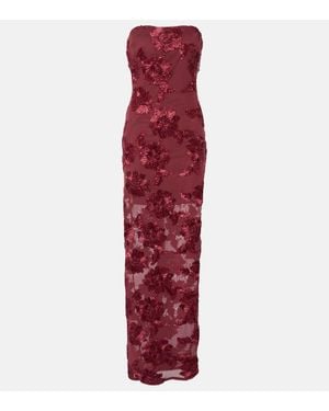 ROTATE BIRGER CHRISTENSEN Floral Embroidered Mesh Maxi Dress