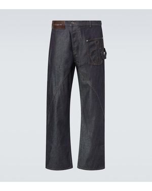 JW Anderson Jean Ample Twisted Brode En Coton - Bleu