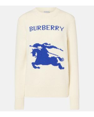 Burberry Pull Ekd En Laine Et Cachemire - Bleu