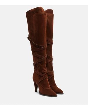 Saint Laurent Botas Altas De Ante - Marrón