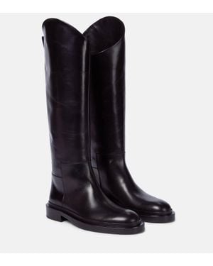 ブーツその他 Jil Sander Glossy High-Shaft Leather Boots JIL SANDER Side-Zip Knee-High Leather Boots in Black | endource