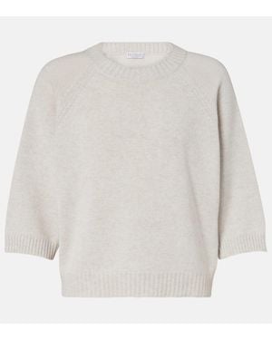 Brunello Cucinelli Monili Cashmere Sweater - White