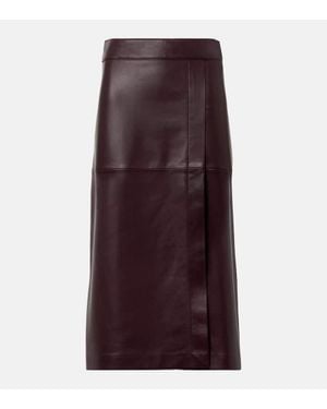 JOSEPH Leather Midi Skirt - Purple