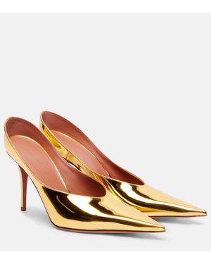 AMINA MUADDI Pantoletten Anoke 90 Aus Metallic-Leder - Natur