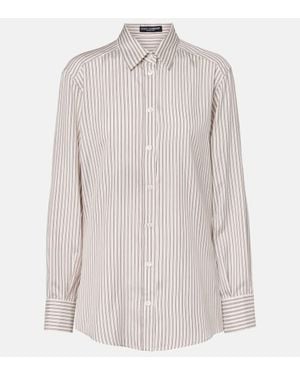 Dolce & Gabbana Striped Silk Shirt - White
