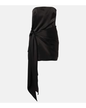 David Koma Tie-Detail Satin Minidress - Black