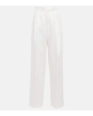Chloé Gerade Mid-Rise-Hose Aus Leinen - Weiß