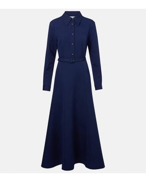 Roland Mouret Belted Crepe Shirt Dress - Blue