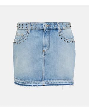 Alessandra Rich Embellished Denim Miniskirt - Blue