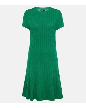 Polo Ralph Lauren Kurzarm-Pulloverkleid Mit Zopfmuster - Grün