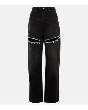 Area Jeans regular con cut-out e cristalli - Nero