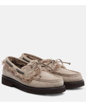 Brunello Cucinelli Segelschuhe Monili Aus Veloursleder - Braun