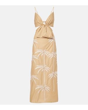 Johanna Ortiz Sea Swirl Tie-Detail Cutout Midi Dress - Natural