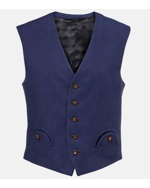 Blazé Milano Feral Linen And Silk Vest - Blue