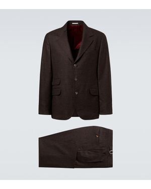 Brunello Cucinelli Checked Wool, Cashmere, And Silk Twill Suit - Black