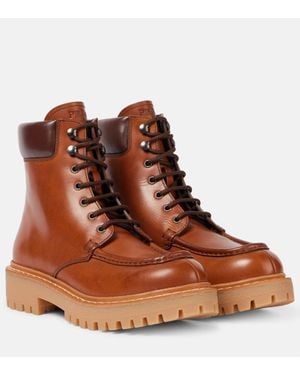 Prada Schnuerstiefel Aus Leder - Braun