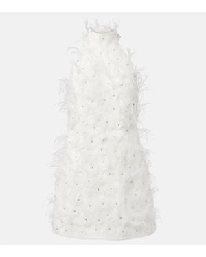 Rebecca Vallance Bridal Meha Feather-Trimmed Minidress - White