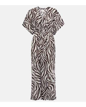 Max Mara Abito Midi Dorotea Con Stampa Zebrata - Bianco