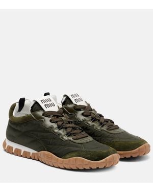Miu Miu Tyre Suede-Trimmed Trainers - Green