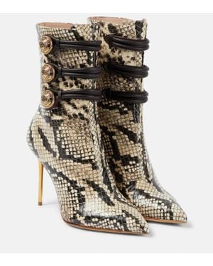 Balmain Stivaletti alma in pelle con lavorazione effetto pitone - Marrone