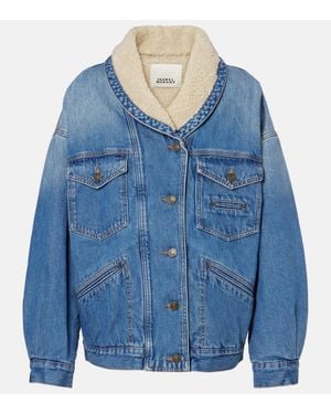 Isabel Marant Pimia Faux Shearling-Trimmed Denim Jacket - Blue