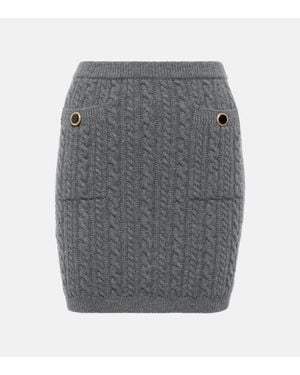 Alessandra Rich Minifalda De Lana Trenzada - Gris
