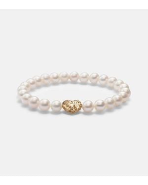 Sydney Evan Puffy Icon Wallpaper Heart 14Kt Bracelet With Pearls - Metallic