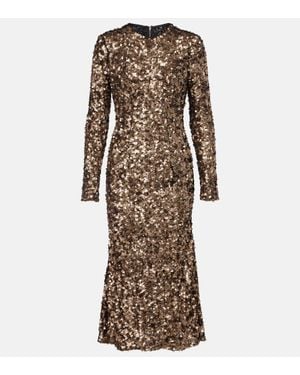 Dolce & Gabbana Sequined Midi Dress - Natural