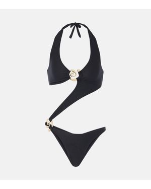 SAME Spiral Cutout Halterneck Swimsuit - Black