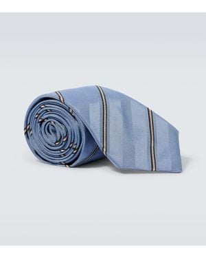 Brunello Cucinelli Striped Silk Tie - Blue
