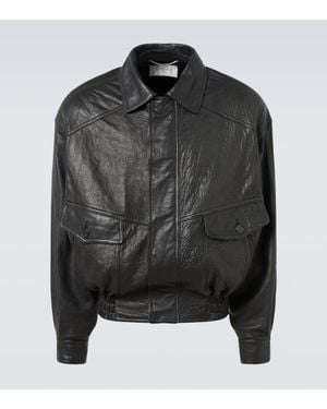 Saint Laurent Bomberjacke Aus Leder - Schwarz
