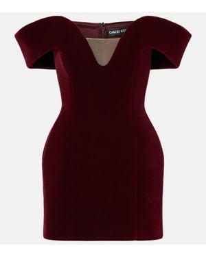 David Koma Off-Shoulder Velvet Minidress - Red