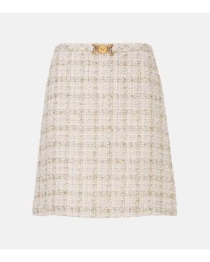 Versace Minifalda De Tweed Adornada - Neutro