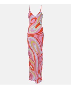 Emilio Pucci Marmo Silk Slip Dress - Red