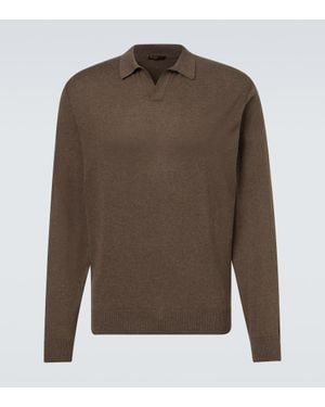 Rubinacci Cashmere Polo Jumper - Brown