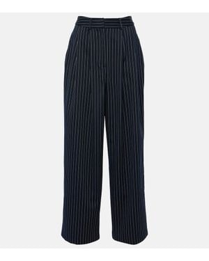 Frankie Shop Pinstripe Ripley Wide-Leg High-Rise Woven-Blend Pants - Blue