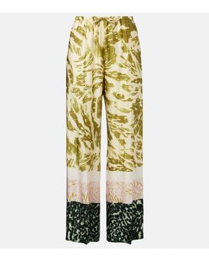Dries Van Noten Pantaloni A Gamba Larga Con Stampa - Metallizzato