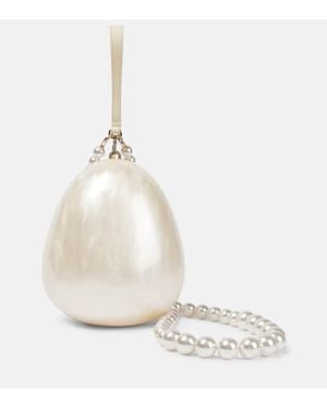 Simone Rocha Clutch Egg Con Piel - Blanco