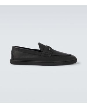 Christian Louboutin Chambeliboat Leather Slip-On Shoes - Black