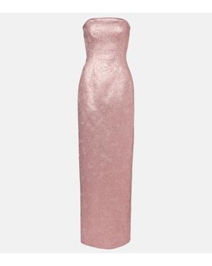 Emilia Wickstead Robe Longue Laelia En Seersucker - Rose
