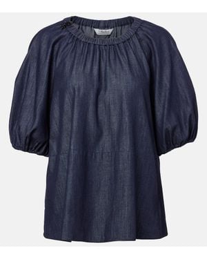 Max Mara Top Talia Aus Baumwoll-Chambray - Blau