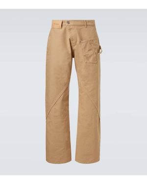 JW Anderson Pantalon Ample Twisted Brode En Coton - Neutre