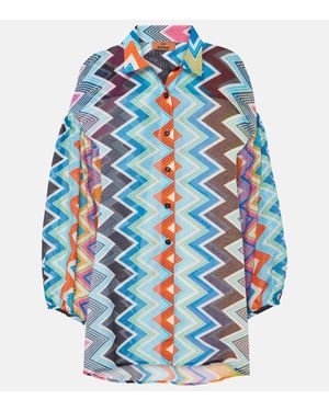 Missoni Zigzag Balloon-Sleeves Shirt - Blue