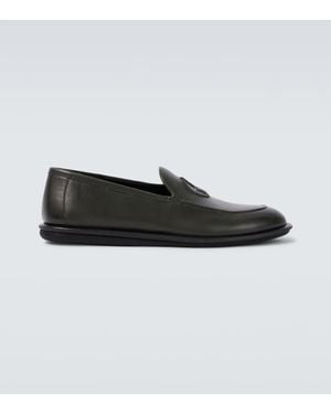 Giorgio Armani Mocasines De Piel Con Logo Bordado - Negro