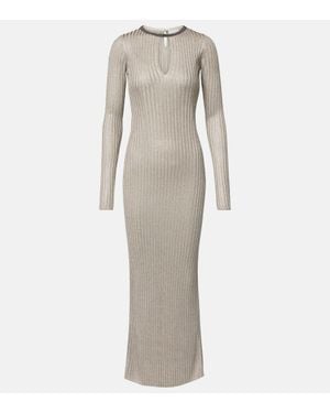 Brunello Cucinelli Maxikleid Monili Aus Strick - Grau
