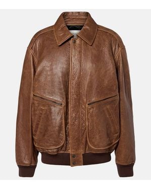 Saint Laurent Padded Leather Blouson Jacket - Brown