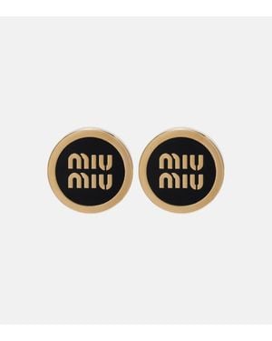 Miu Miu Logo Stud Earrings - Black