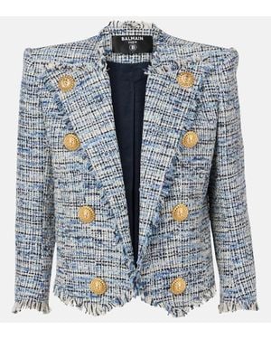 ジャケット BALMAIN CHAINS DETAILS SIDE TO SIDE TWEED JACKET Balmain Chains Details Side To Side Tweed Jacket Clothing