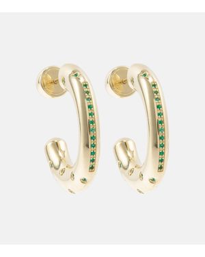 Lauren Rubinski Peggy 14Kt Hoop Earrings With Emeralds - Metallic